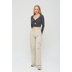 Lycra Soft Touch Kumaş Önü Düğümlü Estewoman Body Bluz