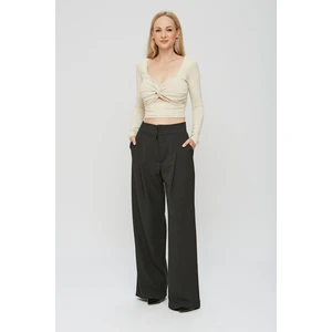 Lycra Soft Touch Kumaş Önü Düğümlü Estewoman Body Bluz