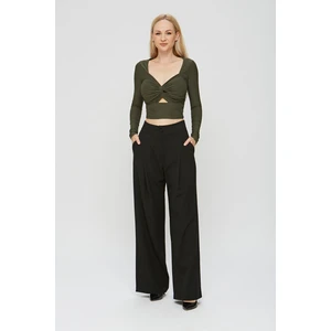 Lycra Soft Touch Kumaş Önü Düğümlü Estewoman Body Bluz
