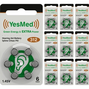 Yesmed Extra Power 312 Numara Işitme Cihazı Pili (10 Paket x 6 Adet = 60 Adet Pil)