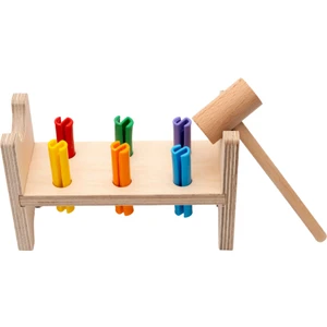 Montessori Renkli Ahşap Çak-Çak, Çekiç Oyunu / 1+ Yaş / Eğitici, Öğretici ve Güvenli Çocuk Oyuncağı