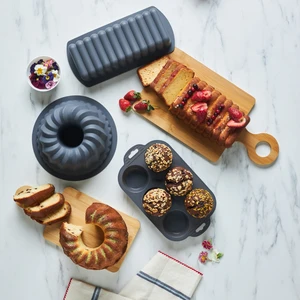 Nova Bake Silikon 3'lü Kek Kalıbı Seti Antrasit