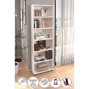 6 Raflı Kitaplık Dekoratif Kitaplık Modern Kitaplık Beyaz