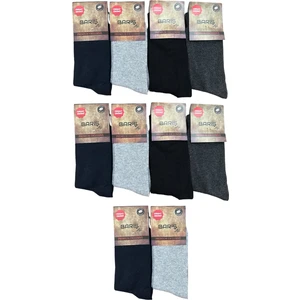 10 Çift Erkek Klasik Düz Desen Karışık Renk Pamuklu Çorap
