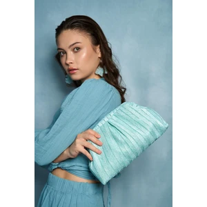 Bebe Mavi Hasır Portföy Clutch Çanta