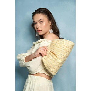 Sarı Hasır Portföy Clutch Çanta