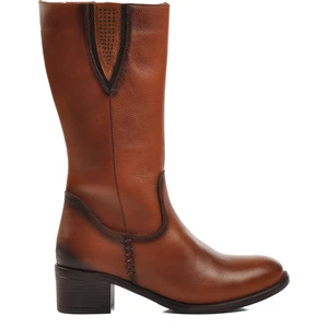 9289 Taba Içi Polarlı  Deri Kadın Çizme