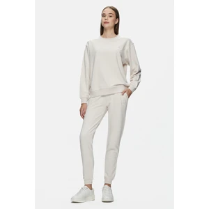 JATAVIA Bej Paçası Lastikli Nakışlı Standard Fit Kadın Eşofman Alt