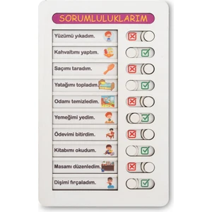 Montessori Sorumluluklarım Ahşap Board - Çocuklar Için Eğitici ve Eğlenceli Sorumluluk Takip Oyuncağı