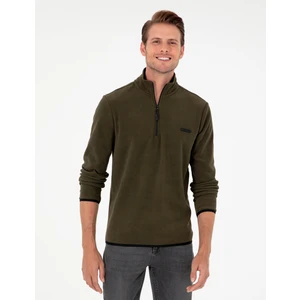 Pierre Cardin Erkek Haki Regular Fit Yarım Fermuarlı Polar Sweatshirt 50298973-VR027