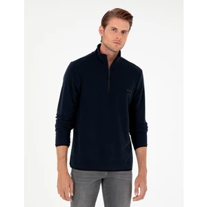 Pierre Cardin Erkek Lacivert Regular Fit Yarım Fermuarlı Polar Sweatshirt 50298973-VR033