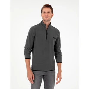Pierre Cardin Erkek Antrasit Regular Fit Yarım Fermuarlı Polar Sweatshirt 50298973-VR006
