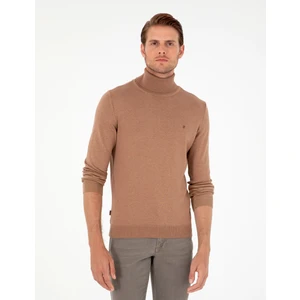 Pierre Cardin Erkek Camel Melanj Slim Fit Balıkçı Yaka Basic Triko Kazak 50296602-VR122
