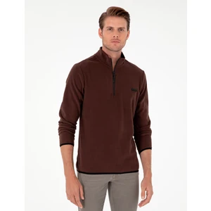 Pierre Cardin Erkek Kahverengi Regular Fit Yarım Fermuarlı Polar Sweatshirt 50298973-VR029