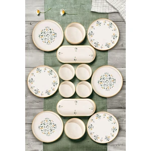 14 Parça 6 Kişilik Sıla Stackable Kahvaltı Takımı - Lüx Kahvaltılık Sunum Seti Tabağı