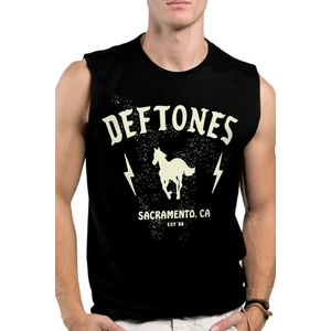 Deftones Siyah Kesik Kol / Kolsuz Erkek Tişört