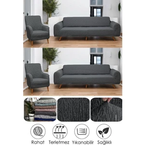 Btf Home Streç Lastikli Jakarlı 3 3 1 1 Koltuk Örtüsü Takımı| Kanepe Kılıfı| Çekyat Örtüsü| Koltuk Kılıfı
