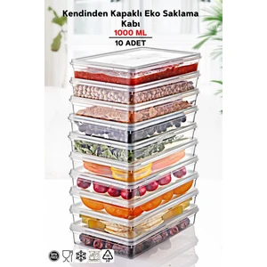 Nandy Home Sert PP Plastik Saklama Kabı 1 Lt BPA İçermez Darbeye Dayanıklı 14x11x11,5 cm 10'lu Set