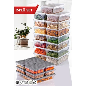 Nandy Home 24'lü Set Freshbox ve Kendinden Kapaklı Saklama Kabı Seti Gri