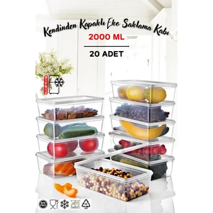 Nandy Home 20 Adet Kendinden Kapaklı Derin Dondurucuya Uygun Saklama Kabı 2 Lt