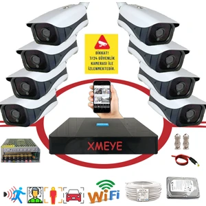 8 Li Yapay Zeka Destekli Araç Yüz ve Insan Tanımalı Hareket Algılayan 5 Mp Lens 36 Ir LED Metal Kasa Güvenlik Kamera Seti 336