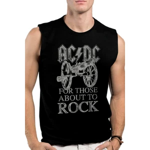 Top Rock Acdc Siyah Kesik Kol / Kolsuz Erkek Tişört