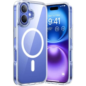 Apple iPhone 16 Kılıf Magsafe Wireless Kablosuz Şarj Destekli Sert Silikon Şeffaf Kapak Manyetik