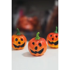 Halloween Gülen Surat Balkabağı Figür Süs 7cm - 3 Lü Set Cadılar Bayramı Kabak Figür Masa Süsleri 3 Adet