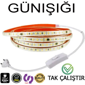 Elektroled Market 220V Şerit LED Tak Çalıştır Anahtarlı Günışığı Renk (Yüksek Lümen)