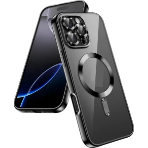 M.TK Moveteck Apple iPhone 16 Pro Max Kılıf Kamera Lens Merceği Korumalı Magsafe Wirelles Şarj Destekli Parlak Renkli Kenar Arkası Şeffaf