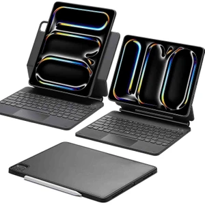 Apple iPad Pro 7.nesil 13"inç M4 2024 Uyumlu Magic Keyboard Touchpad Işıklı Klavyeli Kılıf