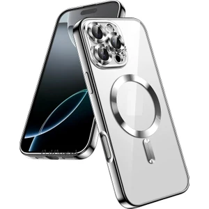 M.TK Moveteck Apple iPhone 16 Pro Uyumlu Kılıf Magsafe Wireless Şarj Destekli Parlak Çöl Titanium Renkli Kenarlı Arkası Şeffaf