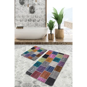 Halı Atölyesi Renkli Doğal Pamuklu 2'li Banyo&mutfak Paspas Seti 60 x 100 50 x 60 cm