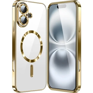 M.TK Moveteck Apple iPhone 16 Kılıf Kamera Lens Tam Korumalı Magsafe Wireless Şarj Destekli Parlak Titanium Renkli Kenarlı Arkası Şeffaf