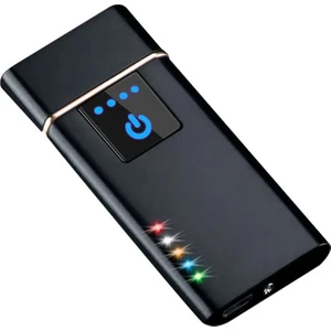 Elektronik Şarj Edilebilir Alevsiz USB Dokunmatik Siyah Çakmak - Kutulu