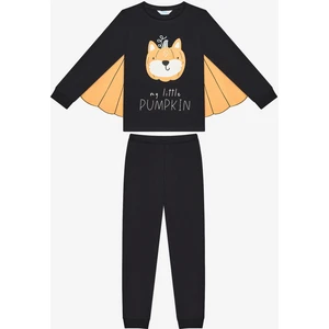 Pamuklu Unisex Çocuk Pumpkin Bear Antik Yeşil Pijama Takımı