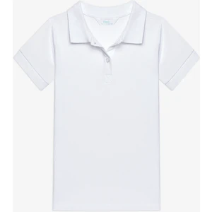 Unisex Beyaz Polo Yaka Organik Beyaz Tişört