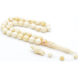 Sistemli Oyma Imameli Küre Kesim Iri Boy Balina Kemiği Tesbih