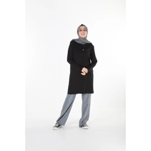 1455_BASKILI Taşlı Tesettür Tunik