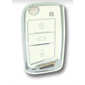 Gma Keys Lüx Golf 7 Golf 7,5 Tiguan Polo T-Roc T-Cross Nano Anahtar Koruma Kılıfı Beyaz Gümüş Silver Renk