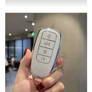 Gma Keys Lüx Chery Tiggo 8 Pro Omoda 5 Tiggo 7 Avantgarde Nano Anahtar Kılıfı Beyaz Gümüş Silver Renk