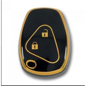 Gma Keys Lüx Renault Clio 3 Dacia Duster 2 Buton Nano Anahtar Kılıfı Siyah Gold Altın Renk