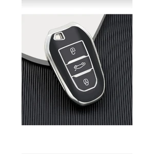 Gma Keys Peugeot 208 308 508 2008 3008 5008 Rifter Nano Anahtar Kılıfı Siyah Gümüş Silver Renk 1.ci Kalite
