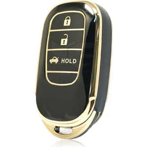 Gma Keys Lüx Yeni Honda Fe1 3 Buton Anahtar Kılıfı Siyah Gold Altın Renk 1.ci Kalite