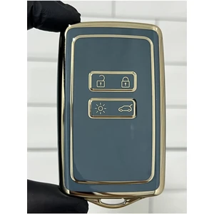 Gma Keys Lüx Renault Clio E-Tech Austral Megane E-Tech 4 Buton Nano Anahtar Kılıfı Gri Gold Renk