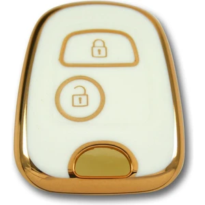 Gma Keys Lüx Peugeot 106 206 307 Partner Citroen C1 C3 Berlingo Nano Anahtar Kılıfı Beyaz Gold Altın Renk
