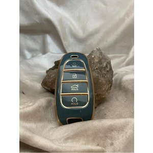 Gma Keys Lüx Hyundai 2021-22 Yeni Tucson Santa Fe Nano Anahtar Kılıfı Gri Gold Altın Renk