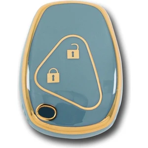 Gma Keys Lüx Renault Clio 3 Dacia Duster 2 Buton Nano Anahtar Kılıfı Gri Gold Altın Renk