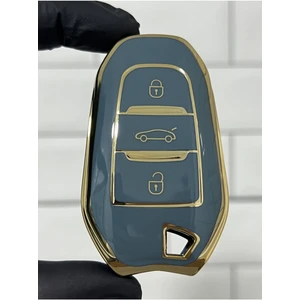 Gma Keys Opel Combo Crossland x Grandland x Mokka Corsa F Nano Anahtar Kılıfı Sustasız Gri Gold Altın Renk