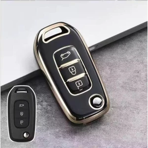 Gma Keys Lüx Renault Taliant 3 Buton Sustalı Nano Anahtar Kılıfı Siyah Gold Altın Renk 1.ci Kalite